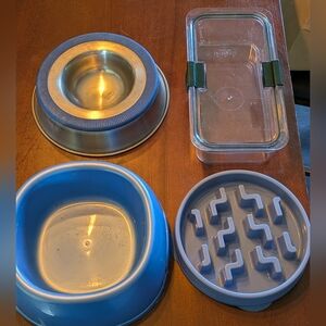 Dog Feeding Set ( Bowls + Slow Feeder + Container )